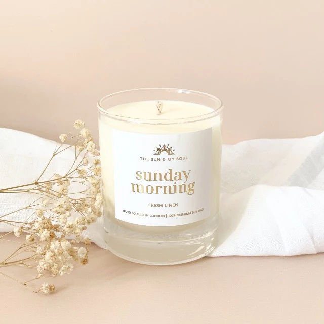 Sunday Morning - Fresh Linen Scented Soy Candle in Gift Box