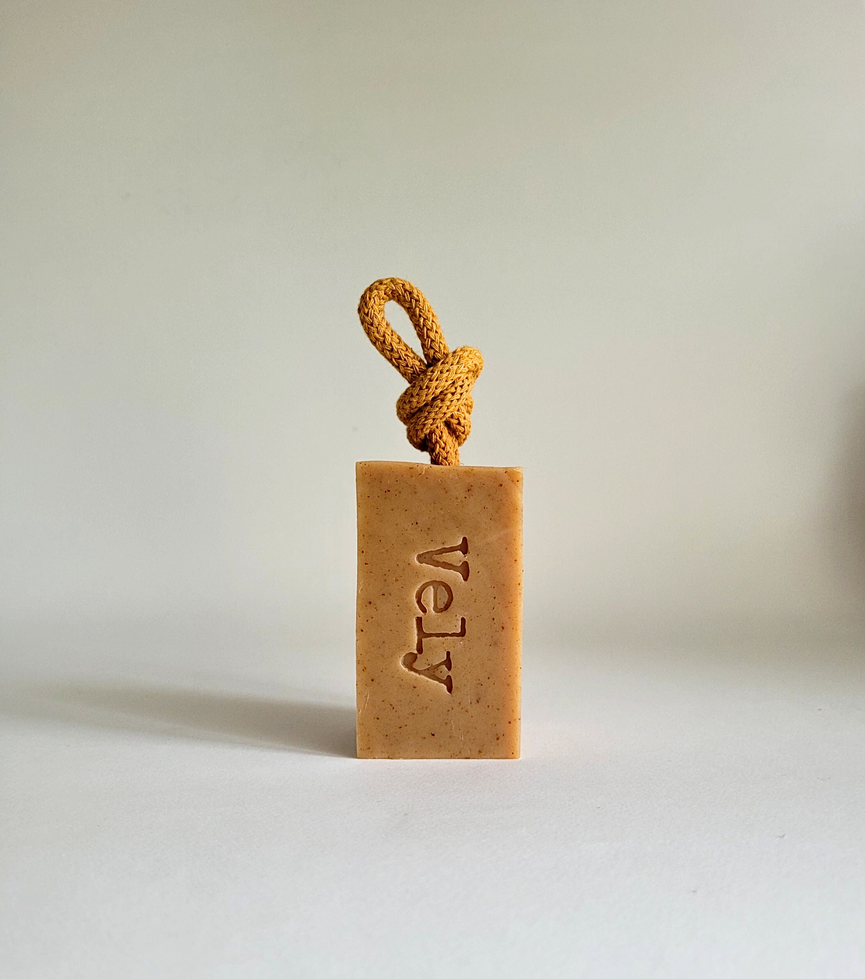 Natural Vegan Soap On A Rope With Orange and Turmeric "Orange Kiss"