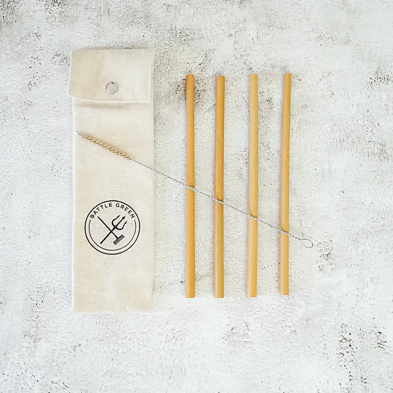 Reusable Bamboo Straw Set with Cotton Pouch