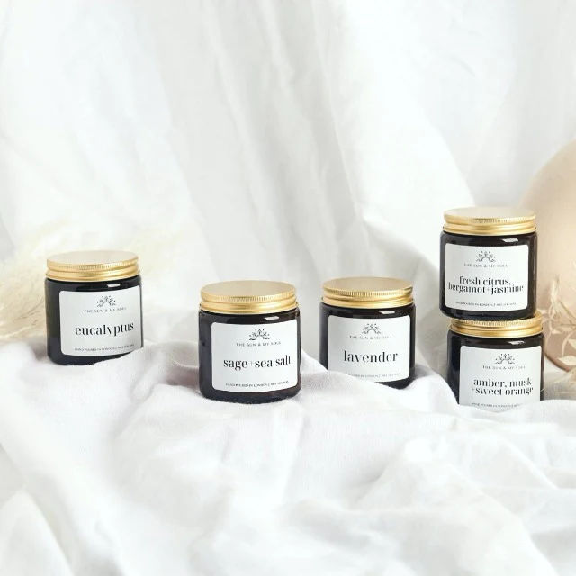 Amber, Musk + Sweet Orange Scented Soy Candle