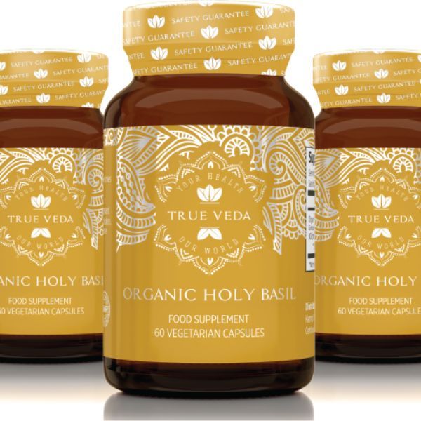 True Veda Organic Holy Basil Vitamin B6 180 Capsules (3 Bottles)