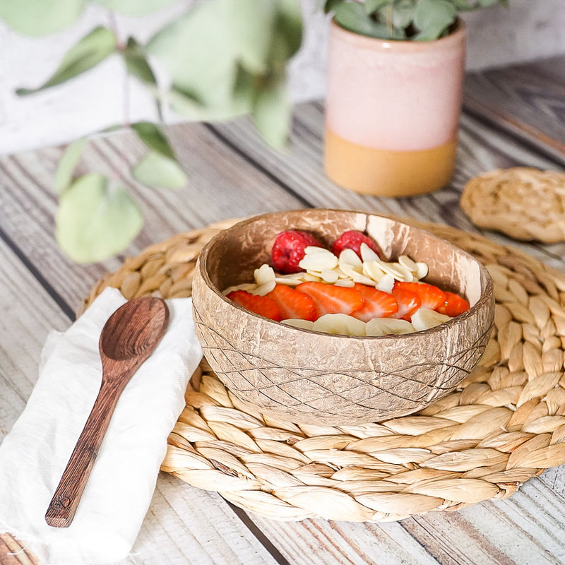 Upcycled Coconut Shell Bowl & Spoon Set
