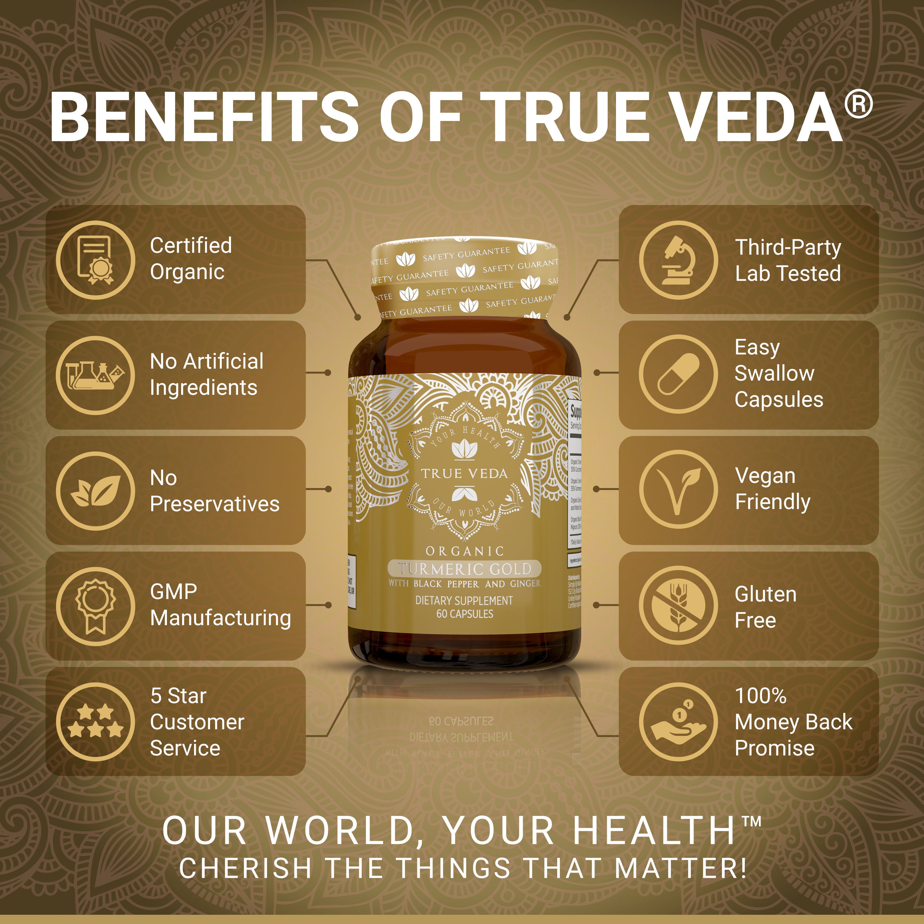 True Veda Organic Turmeric Gold 60 Capsules