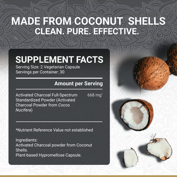 True Veda Activated Charcoal 180 Capsules (3 Bottles)