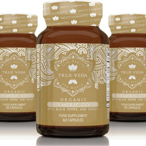 True Veda Organic Turmeric Gold 180 Capsules (3 Bottles)