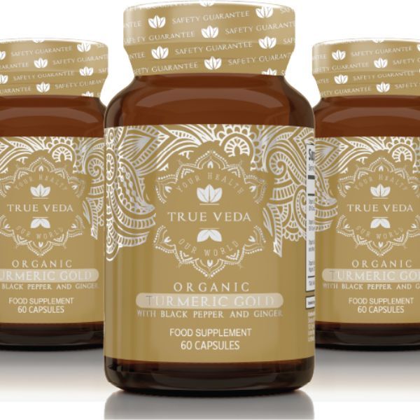 True Veda Organic Turmeric Gold 180 Capsules (3 Bottles)