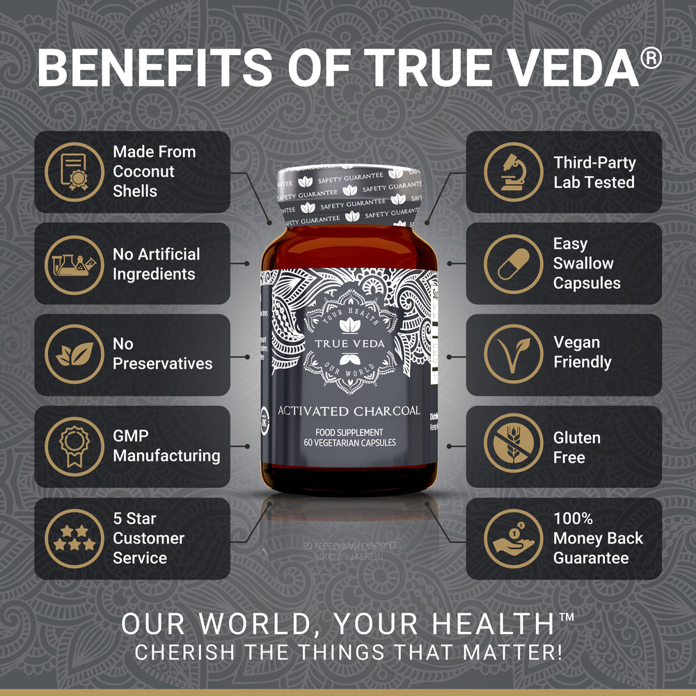 True Veda Activated Charcoal 60 Capsules