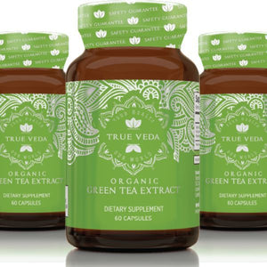 True Veda Organic Green Tea Extract 180 Capsules (3 Bottles)