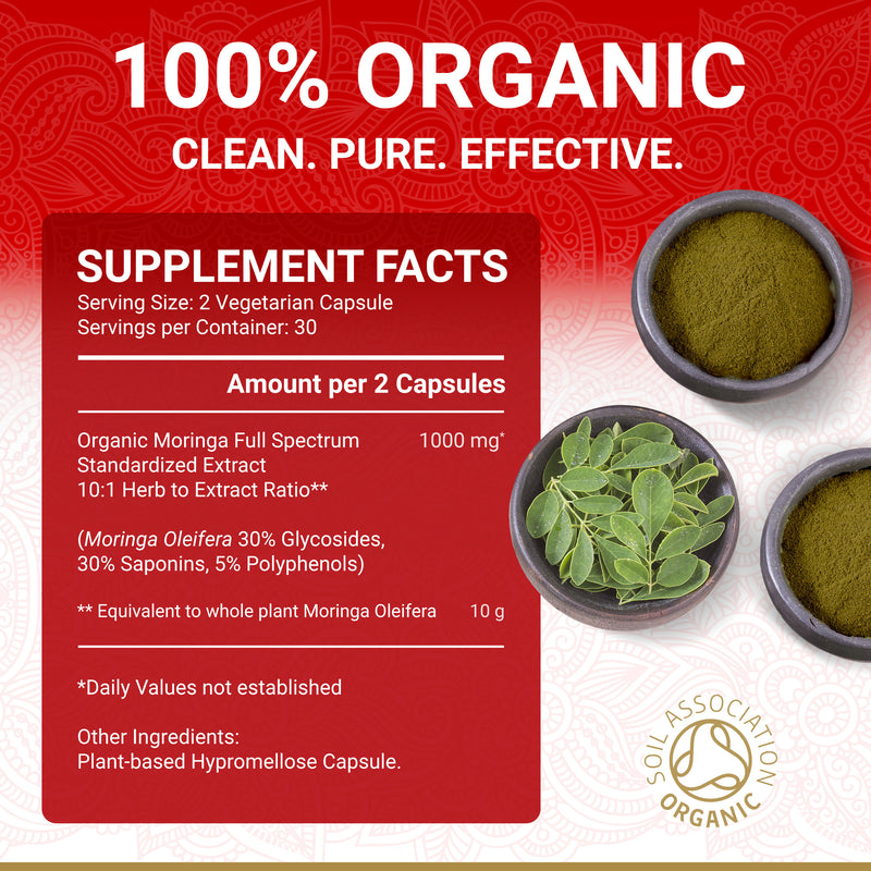 True Veda Organic Moringa 180 Capsules (3 Bottles)